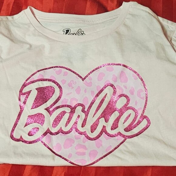 NWT Girls Youth Barbie Heart Pink T-Shirt Size 14 - Picture 2 of 7